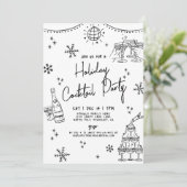 Hand getrokken grillige vakantie cocktail party kaart (Staand voorkant)