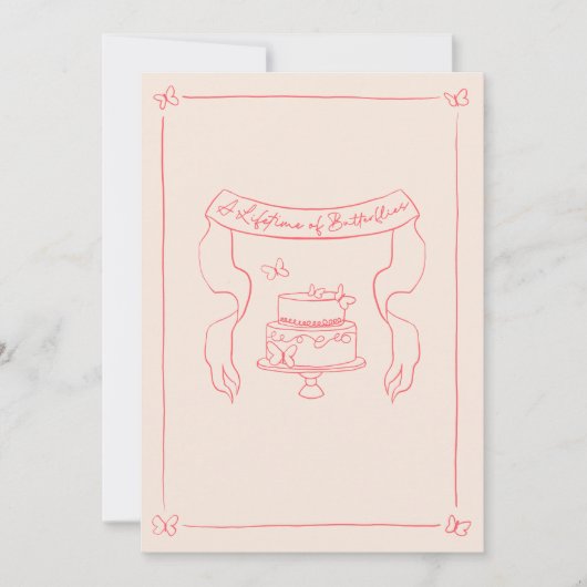 Hand getrokken grillige vlinder thema Vrijgezellen Kaart (Voorkant)