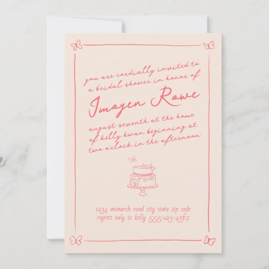 Hand getrokken grillige vlinder thema Vrijgezellen Kaart (Achterkant)