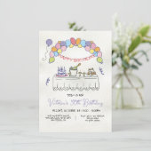 Hand getrokken grillige volwassen verjaardagsfeest kaart (Staand voorkant)