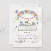 Hand getrokken grillige volwassen verjaardagsfeest kaart (Voorkant)