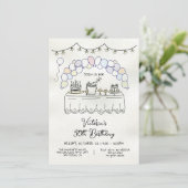 Hand getrokken grillige volwassen verjaardagsfeest kaart (Staand voorkant)