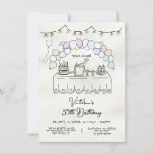 Hand getrokken grillige volwassen verjaardagsfeest kaart (Voorkant)