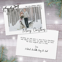 Hand getrokken grillige vrolijke kerst feestdagenkaart