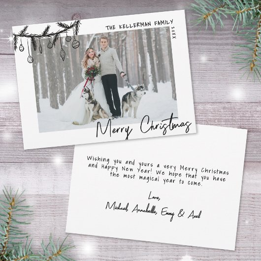 Hand getrokken grillige vrolijke kerst feestdagenkaart