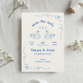 Hand getrokken grillige Zwaan Monogram Doodle Wedd Save The Date