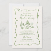 Hand getrokken groen alles in een bruiloft kaart (Voorkant)