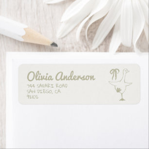 Hand getrokken groen Gekke Goose Bow Baby shower Etiket
