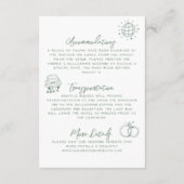 Hand getrokken groen grillige bruiloft details informatiekaartje (Achterkant)