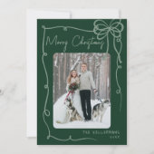 Hand getrokken groen grillige vrolijke kerst feestdagenkaart (Voorkant)