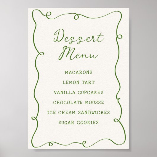 Hand getrokken groen Lijst Dessert Menu Poster (Voorkant)
