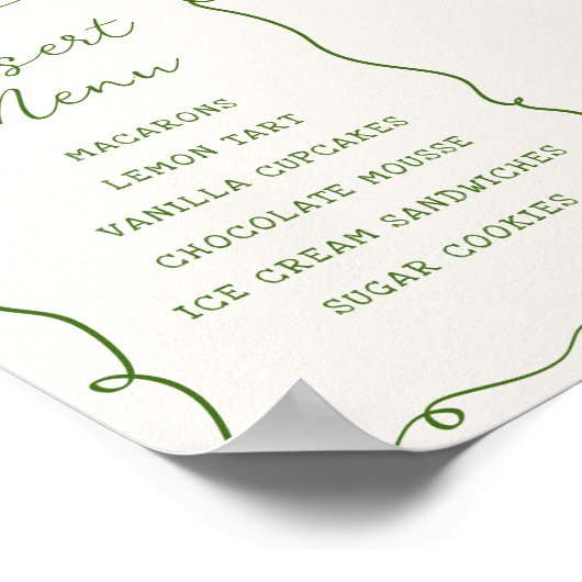 Hand getrokken groen Lijst Dessert Menu Poster (Hoek)