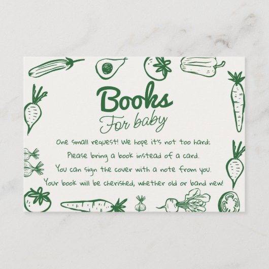 Hand getrokken groen lokaal geteeld boek aanvraag informatiekaartje (Voorkant)
