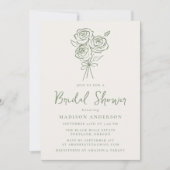 Hand-getrokken groen roos boeket Vrijgezellenfeest Kaart (Voorkant)