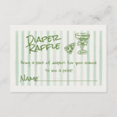 Hand getrokken groen roze pizza Baby luier Raffle Informatiekaartje (Voorkant)