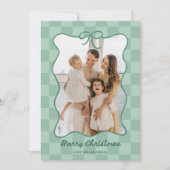 Hand getrokken groene boog Lijst geruit foto Feestdagenkaart (Voorkant)