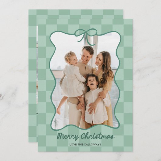 Hand getrokken groene boog Lijst geruit foto Feestdagenkaart (Voorkant / Achterkant)