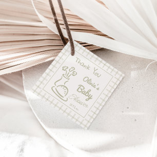 Hand getrokken groene broodje in de oven Baby show Bedankjes Labels