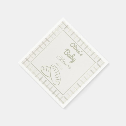 Hand getrokken groene broodje in de oven Baby show Servet (Hoek)