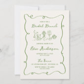 Hand getrokken groene bruids brunch kaart (Voorkant)