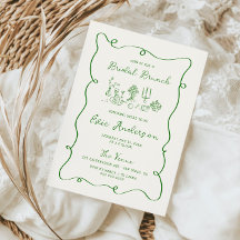 Hand getrokken groene bruids brunch