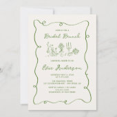 Hand getrokken groene bruids brunch kaart (Voorkant)