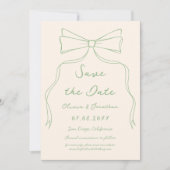 Hand Getrokken Groene bruiloft Bewaar de datum Fot Kaart (Voorkant)