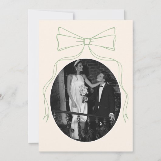 Hand Getrokken Groene bruiloft Bewaar de datum Fot Kaart (Achterkant)