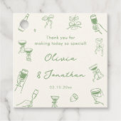 Hand getrokken groene bruiloft Dank u Bedankjes Labels (Voorkant)