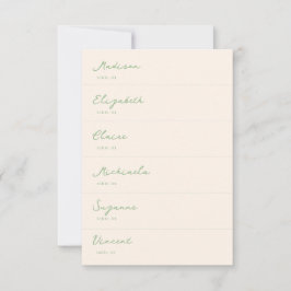 Hand getrokken groene bruiloft plaats kaart DIY