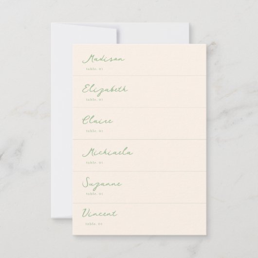 Hand getrokken groene bruiloft plaats kaart DIY (Voorkant)