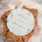 Hand getrokken groene bruiloft ronde sticker