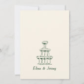 Hand getrokken groene champagne bruiloft dank u ka bedankkaart (Achterkant)