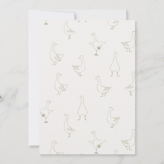 Hand getrokken groene Gekke Goose Gingham Baby sho Bedankkaart (Achterkant)