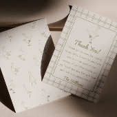 Hand getrokken groene Gekke Goose Gingham Baby sho Bedankkaart