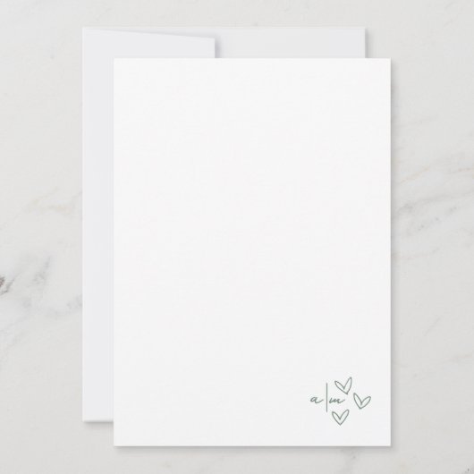 Hand getrokken groene grillige bruiloft kaart (Achterkant)