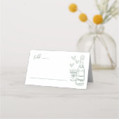 Hand getrokken groene grillige bruiloft plaatskaartje (Voorkant)