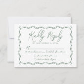 Hand getrokken groene grillige bruiloft RSVP kaartje (Voorkant)