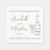 Hand getrokken groene grillige bruiloft servet (Voorkant)