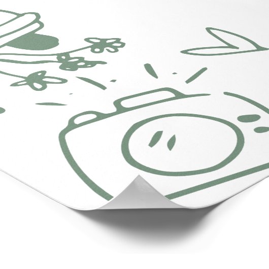 Hand getrokken groene grillige bruiloft welkom tek poster (Hoek)