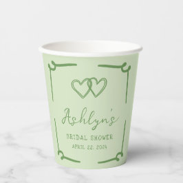 Hand getrokken Groene Hart Vrijgezellenfeest Papie Papieren Bekers