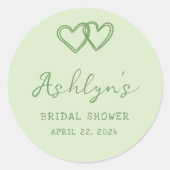 Hand getrokken Groene Hart Vrijgezellenfeest Stick Ronde Sticker (Voorkant)