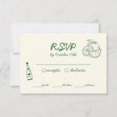 Hand getrokken groene illustratie Frans RSVP Kaartje (Voorkant)