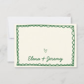 Hand getrokken groene illustratie Frans RSVP Kaartje (Achterkant)