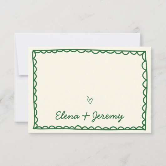 Hand getrokken groene illustratie Frans RSVP Kaartje (Achterkant)