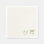 Hand getrokken groene Initialen bruiloft Servet (Voorkant)