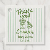 Hand getrokken groene pizza speciale levering douc bedankjes labels (Voorkant)