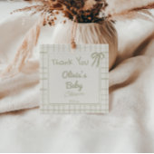 Hand getrokken groene retro gingham boog Baby show Bedankjes Labels