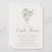 Hand-getrokken groene roos boeket koppels douche kaart (Voorkant)