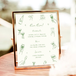 Hand getrokken Groene Wedding Cin Bar Poster